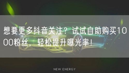 想要更多抖音关注?试试自助购买1000粉丝,轻松提升曝光率!