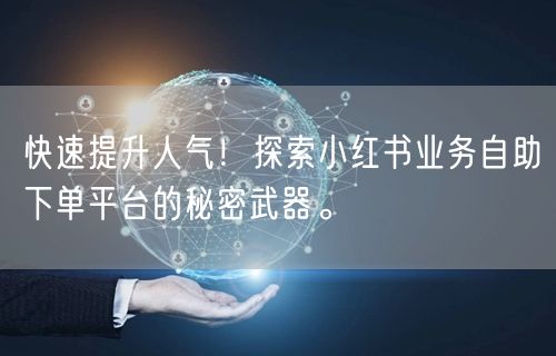 快速提升人气！探索小红书业务自助下单平台的秘密武器。