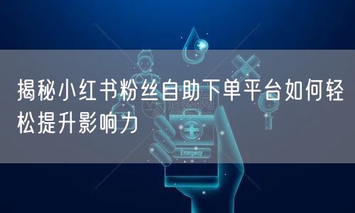 揭秘小红书粉丝自助下单平台如何轻松提升影响力