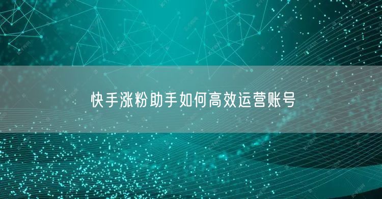 快手涨粉助手如何高效运营账号
