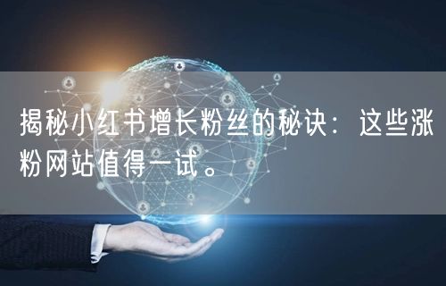 揭秘小红书增长粉丝的秘诀：这些涨粉网站值得一试。