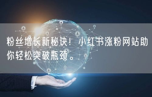 粉丝增长新秘诀！小红书涨粉网站助你轻松突破瓶颈。