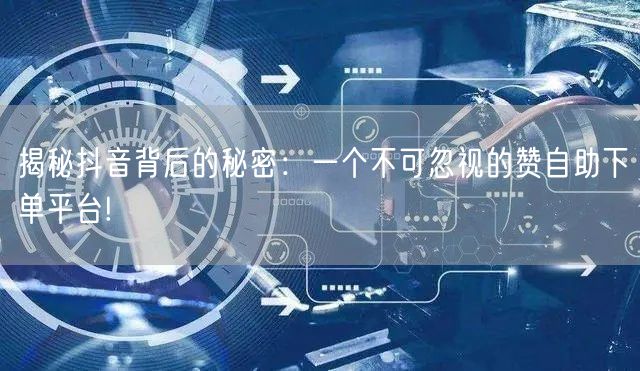 揭秘抖音背后的秘密：一个不可忽视的赞自助下单平台!