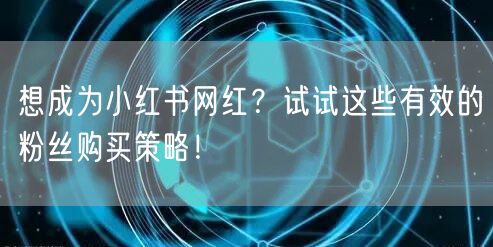 想成为小红书网红？试试这些有效的粉丝购买策略！