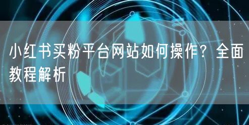 小红书买粉平台网站如何操作?全面教程解析