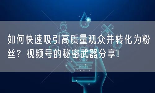 如何快速吸引高质量观众并转化为粉丝?视频号的秘密武器分享!