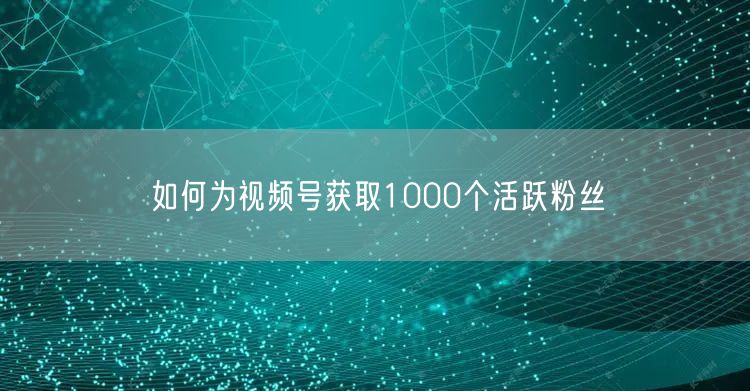 如何为视频号获取1000个活跃粉丝