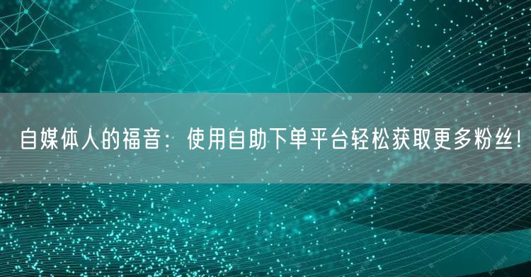 自媒体人的福音:使用自助下单平台轻松获取更多粉丝!