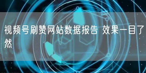 视频号刷赞网站数据报告 效果一目了然