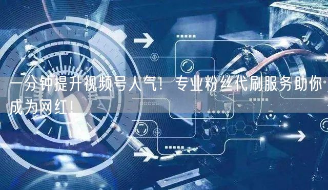 一分钟提升视频号人气!专业粉丝代刷服务助你成为网红!
